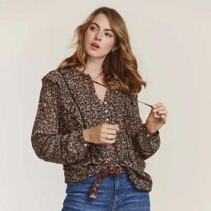 Fat Face Iris Confetti Ditsy Print Blouse Floral NWT Size 4 Boho Bohemian Pesant